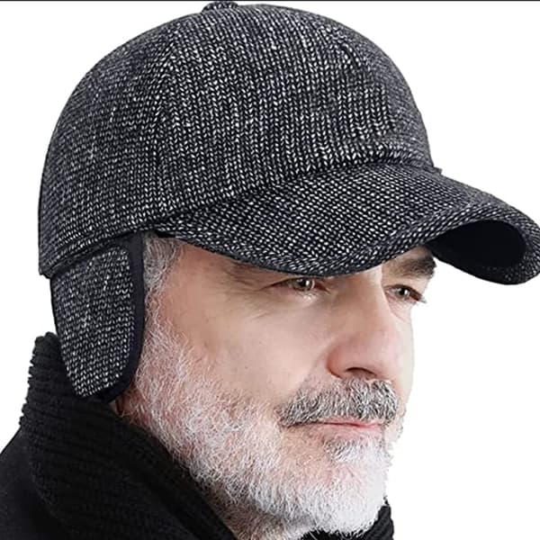 Herre vinter termisk uld tweed spids baseballkasket