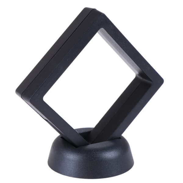1 st 70*70 mm Svart 3D flytande smyckesmynt displayramhållare b