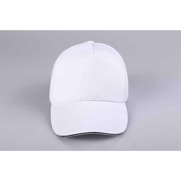Sæt med 5 hvide ensfarvede baseballkasketter (unisex)