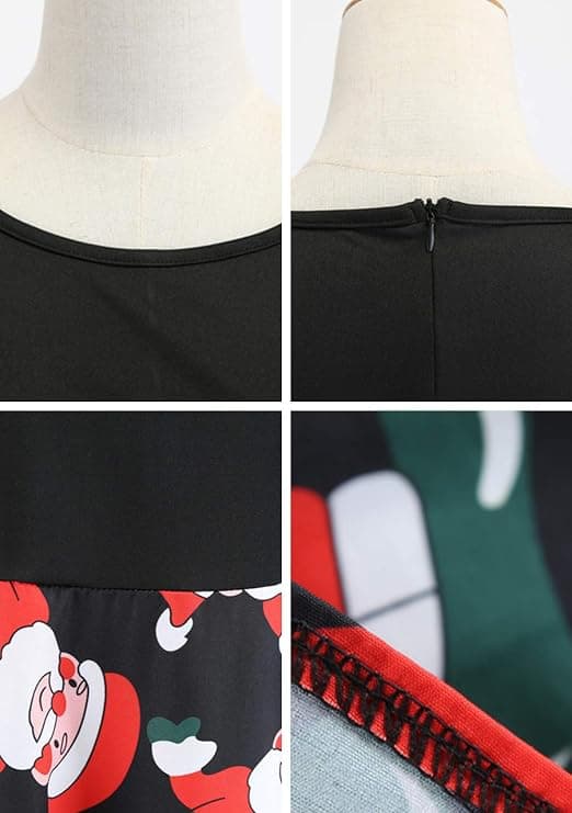 Julekjole til voksne - Cocktailkjole med julemandstryk, størrelse S, stil 2 stye 2 Size S