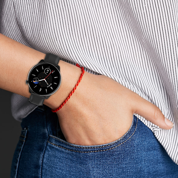 Klockarmband äkta läder Samsung Galaxy Watch 5/5 Pro/4/4 Classic/3 41 mm, Huawei Watch GT3 42 mm/GT2 42 mm, Huami Amazfi Svart 20 mm Sort 20 mm