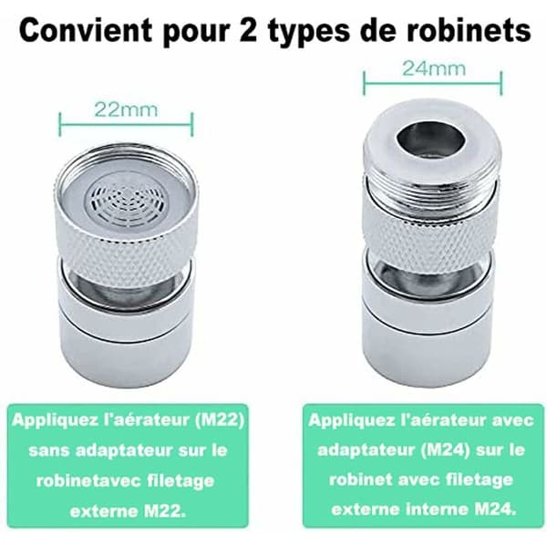 360° Vridbar Kranluftare Mässing 2 Lägen Justerbart Kranfilter
