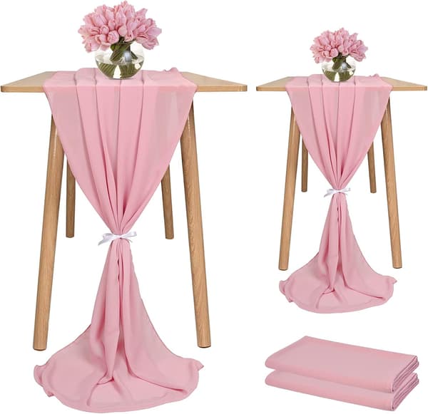 2 stk Chiffon Bordløper 71x305 cm Romantisk Bryllupsløper