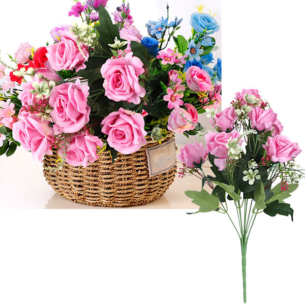 Konstgjorda rosor Blommor Falska Simulering Plastblommor för
