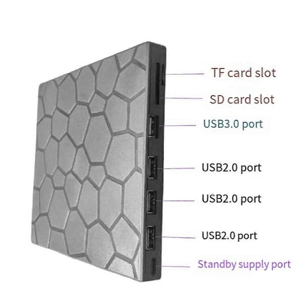 Extern DVD RW-enhet USB 3.0 Typ C 7-i-1-gränssnitt Slim DVD CD-skrivare Brännare Läsenhet Optisk enhet för bärbar dator PC