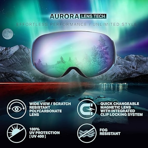 Snöskidglasögon Anti-Imma 100% UV-Skydd Snowboard Skidglasögon - Vit White
