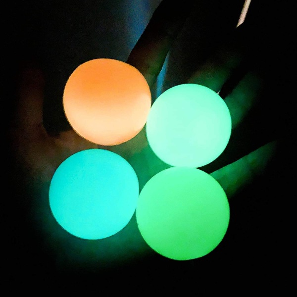 4 st Glow Sticky Balls för stress relief självlysande