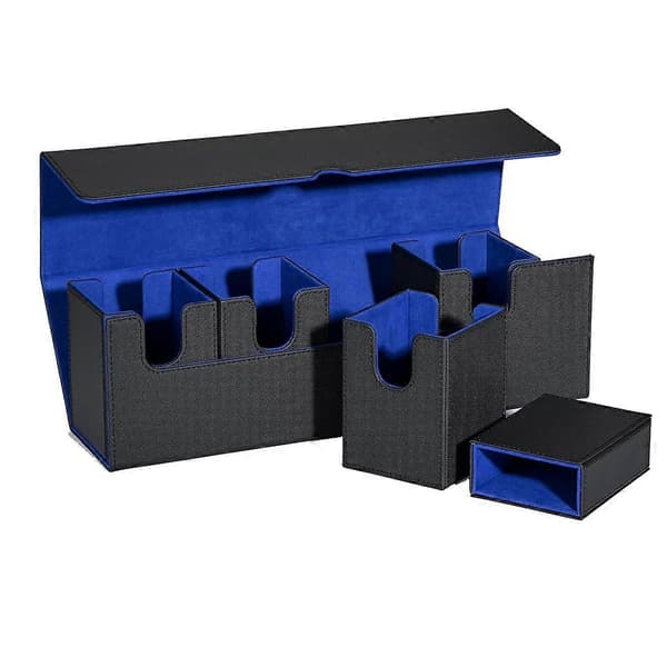 Kortopbevaringsboks med bakke, 5-i-1 kortdæksel magnetisk kortopbevaringsboks Top side-loading dæksel spilkortboks
