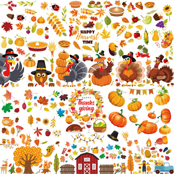 Thanksgiving Window Clings Stickers Holiday Turkey Cling for