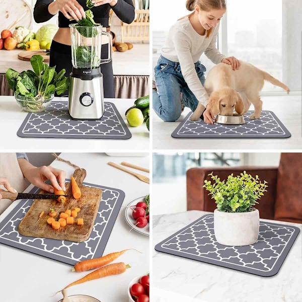 Diskmatta för köksbänk, värmebeständiga avrinningsmattor med halkfri gummibaksida, döljer fläckar, superabsorberande avrinningsmatta för kök, enkel Style 2