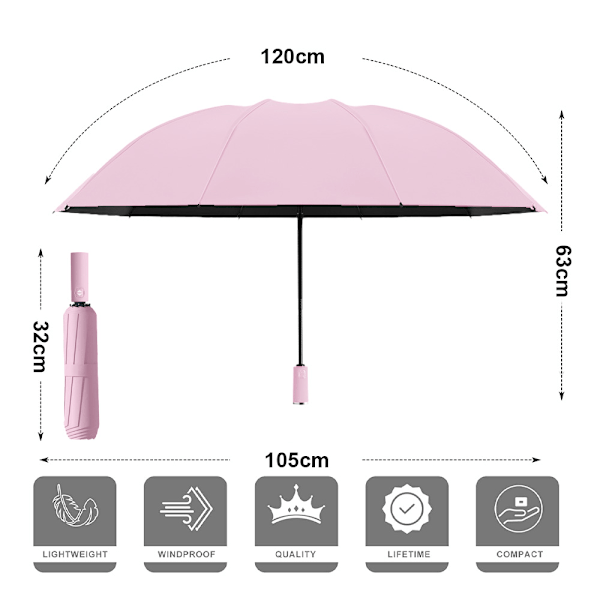 Automatisk paraply vindtät reseparaply kompakt hopfällbar