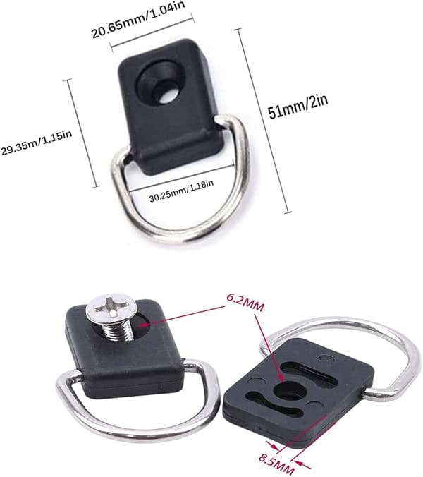 10 stk. fiskeudstyr rigning D-ringe, kajak rigning D-ringe,
