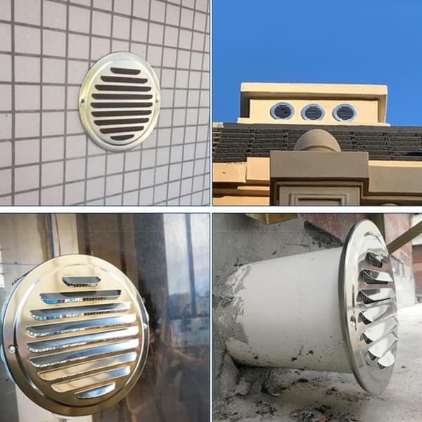 Ventilasjonsrør i rustfritt stål, rund, eksoshette 150 mm, luftuttakshette, rund luftventil, røykluke med myggnett