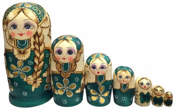 7 stk. Grønne Trøje Russiske Piger Nesting Dukker Matryoshka Legetøj