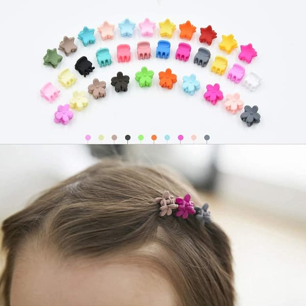 90 st (flerfärgad) Mini hårklämmor Blomhårklämmor för