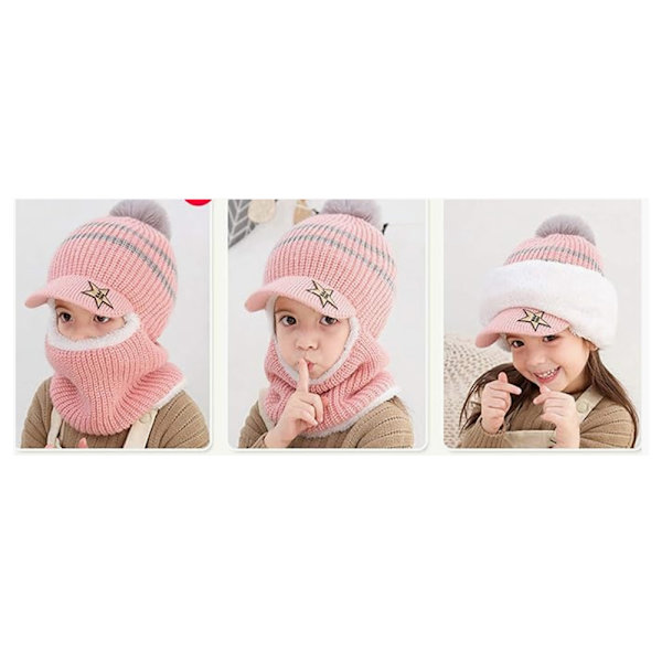 Barn Vintermössa och Halsduk Set Varm Stickad Mössa Halsduk Beanies