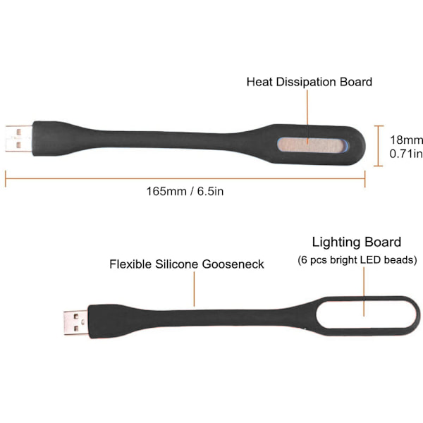 3-pack Mini USB-läslampa för bärbar dator, stationär dator, PC