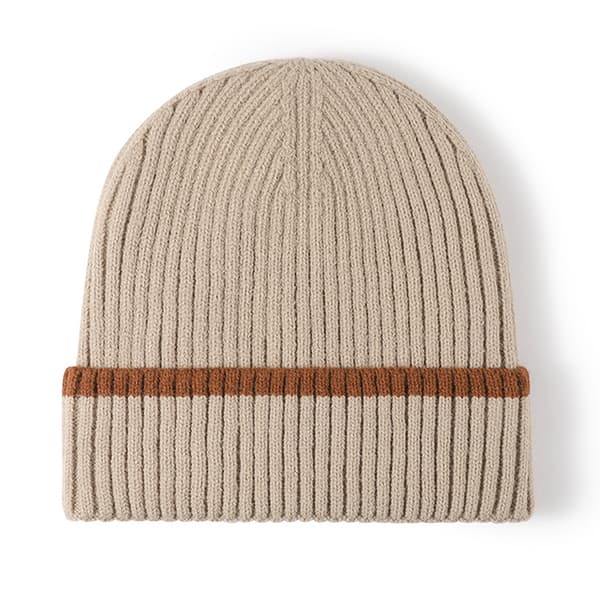 Mössor för män, stickad ullmössa, vintermössor för kvinnor, tjockt varmt foder, mössa för kvinnor, kallt väder, skull cap Khaki