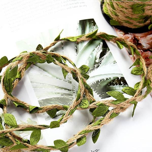 20M Twine Green Leaf Jute 5MM Rope Hemp Burlap Ribbon String