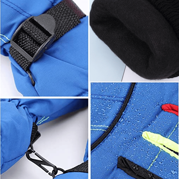 Vinter Snow Vanntette Tykke Varme Vindtette Hansker for Barn Blue