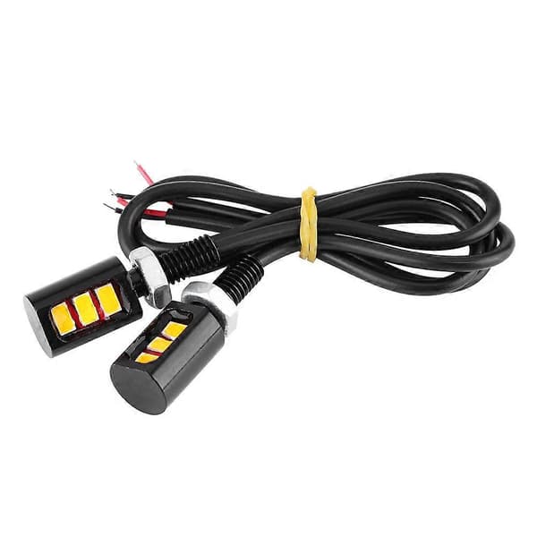 2x 12V Universal Bil Motorcykel Nummerplade Skrue Bolt Lys Lampe Gul LED