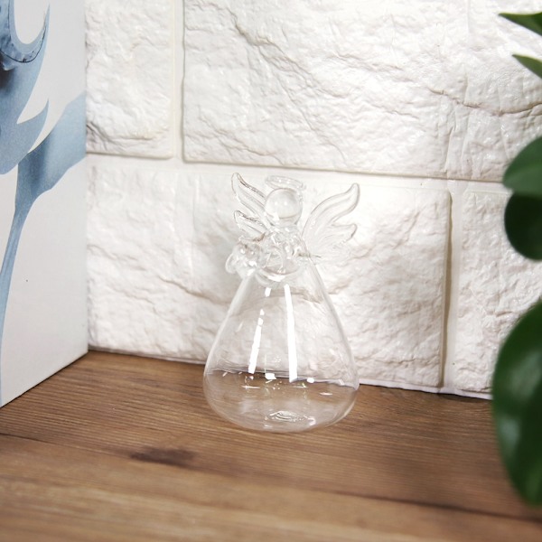 Vinkelhandgjord transparent glasvas blomkruka dekoration