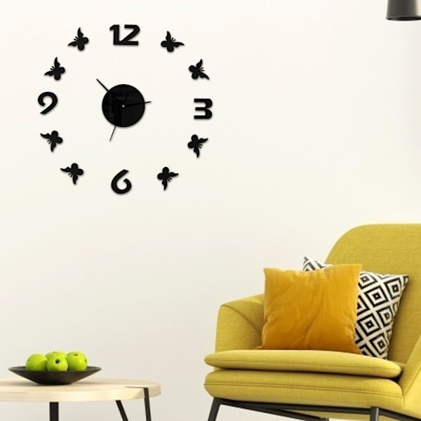 Modern väggklockor Ramlös DIY Stor 3D Icke-tickande klocka för