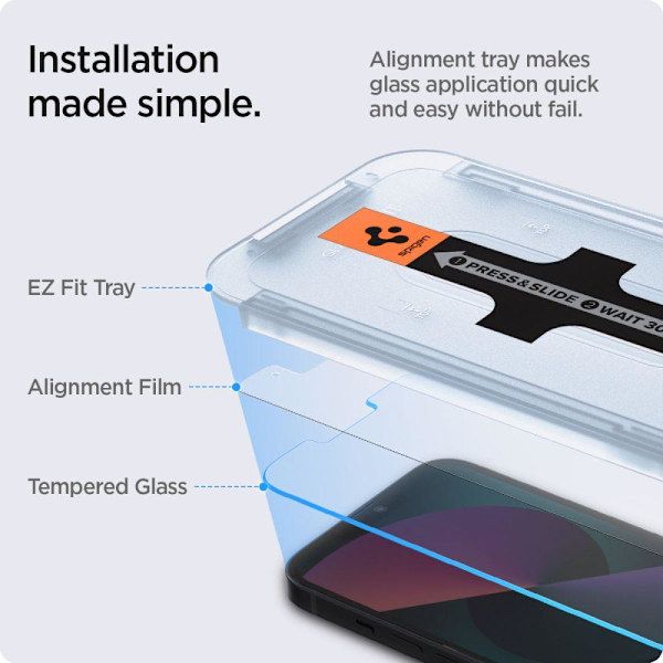 Spigen iPhone 14 / 13 / 13 Pro GLAS.tR "Ez Fit" 2-PACK Skärmskydd