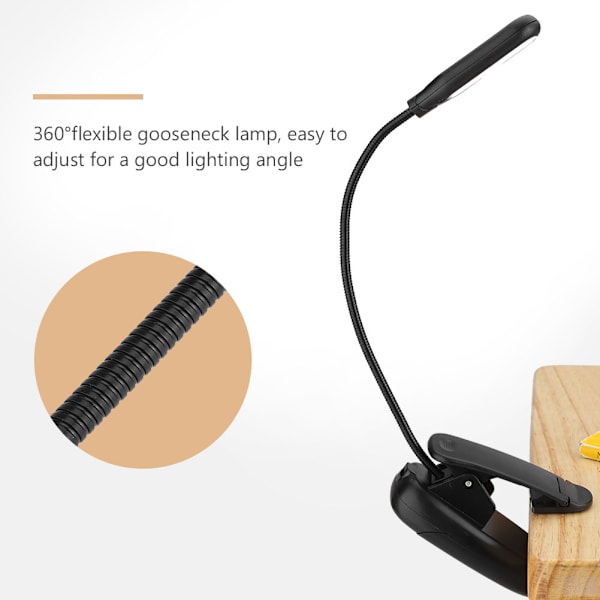 Batteridriven 5LED klämma på lampa med 3 positioner justerbar