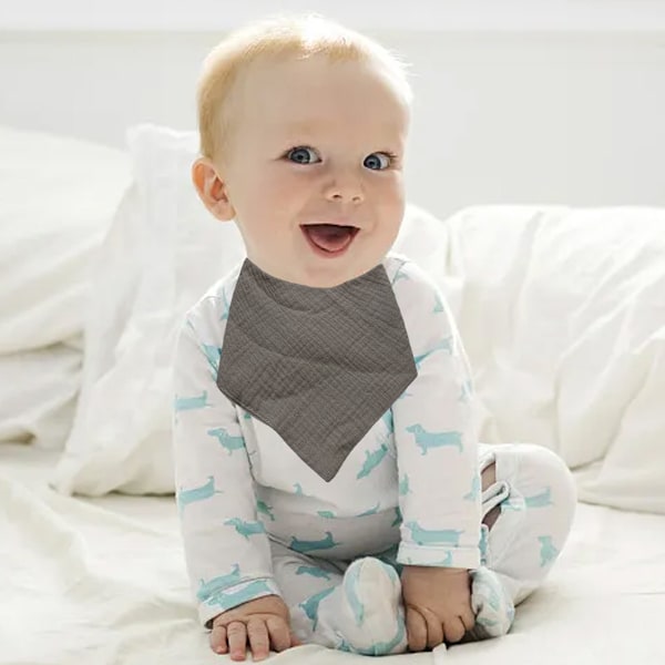 Musslin Haklappar för Bebisar, Mjuka Triangulära Baby Bandana Dregelhaklappar för Pojkar och Flickor, Enfärgade Haklappar för Dreglande och Tandsprickning Style 3