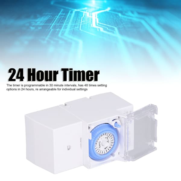 Tidsinterval Justerbar Timerkontakt 24 Timer, Digital Mekanisk Programmerbar Timer Med Din Skinne Montering Og Strømbesparende Funktionalitet