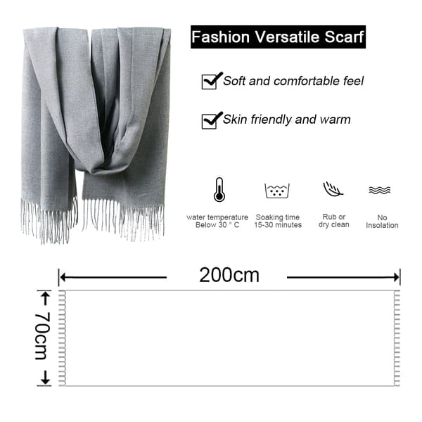 Varme Lange Skjerf Vinter Skjerf Ren Farge Skjerf Dusk grey