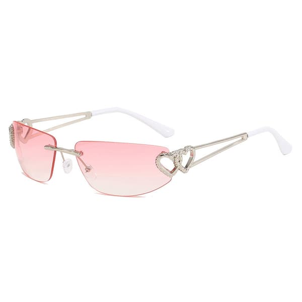 Sølvinnfattede gradient rosa dobbelt-hjerte rammeløse gradient solbriller med et stilig, stemningsfremmende design