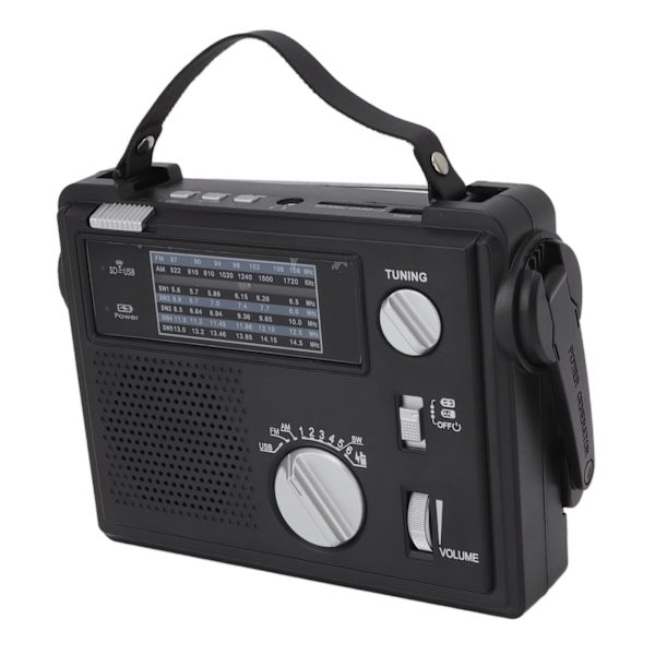 Handvevradio AM FM SW Multi Band LED Nödradio med MP3-uppspelning U-diskslagringskortplats