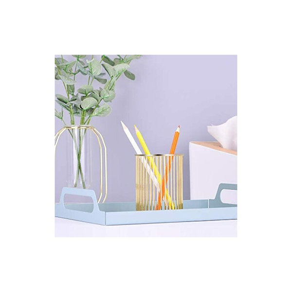 Guld metal penholder egnet til skrivebord, makeupbørste, blyantholder