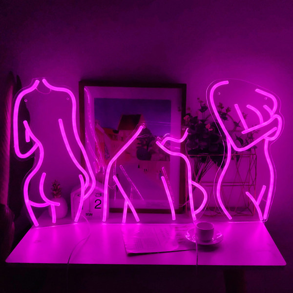 Lady Neon Lights LED Neon Skylt för Väggdekor USB Batteri