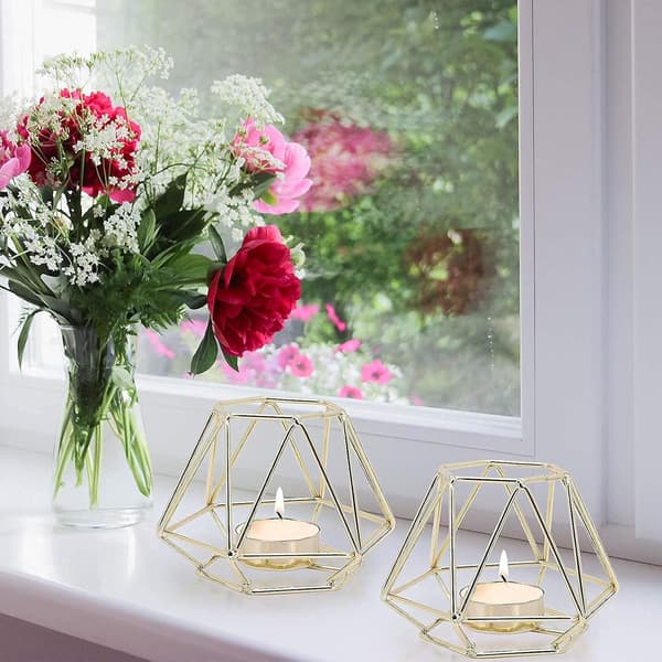 Ljusstake, Ljusstake, 2 stycken Geometriska Teeljus
