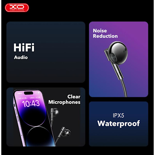 Kompatibel iPhone in-ear hörlurar, iPhone X/11/12/13/14 - Svart Svart