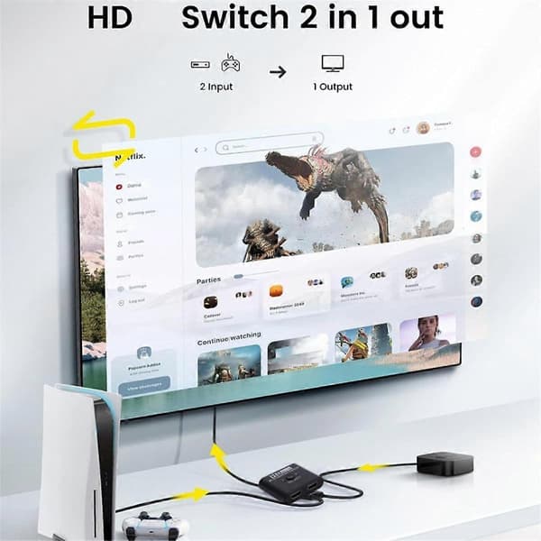4K X 2K -kompatibel Switch Bi-Direction 2-ports Splitter Switch til bærbar pc /4 TV Box Adapter(B)
