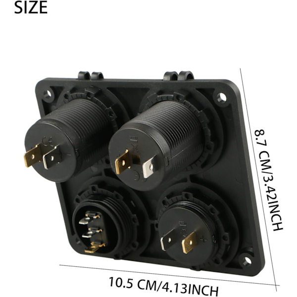 4-i-1 Biloplader Kontaktpanel, Dobbelt USB-oplader + LED