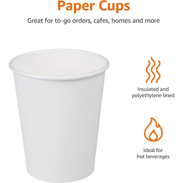 Pappersmugg, vit tjockare varm och kall tekopp 8 oz, 250 ml, 100 st
