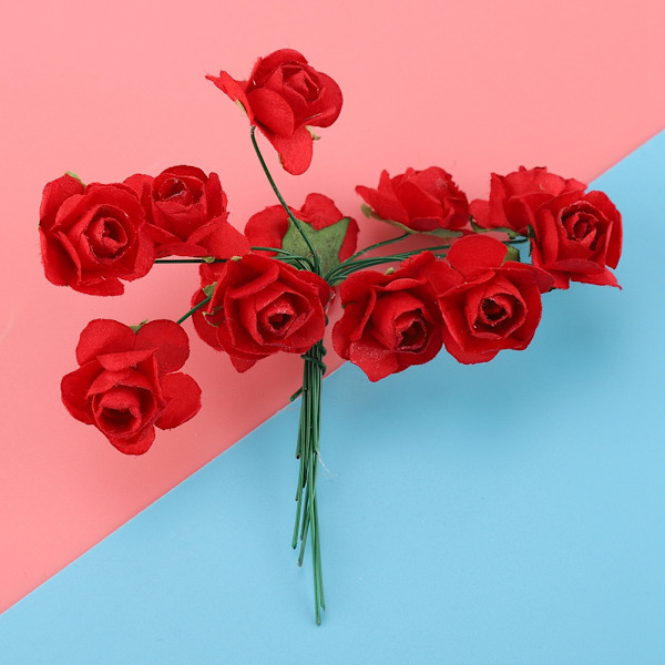 144 st miniatyrpappersblommor handgjorda DIY konstgjorda rosor för
