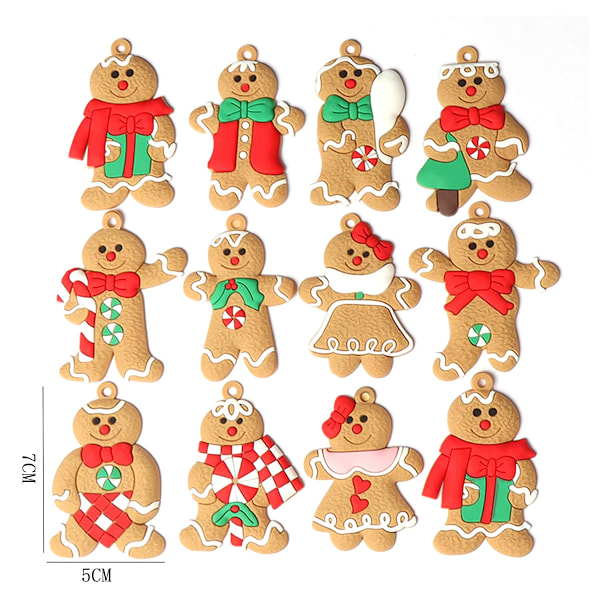 Julgransprydnader i plast, pepparkaksgubbar - Juldekorationer Style 3