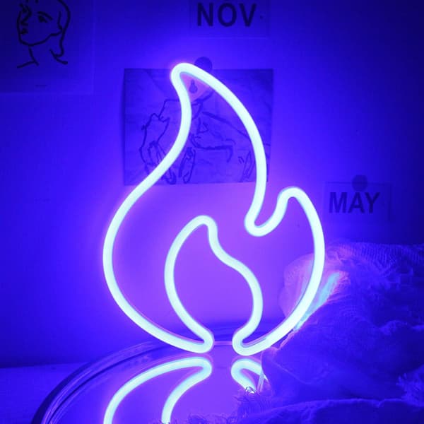 Liekki Neon-kyltit Seinälle Asennettavaksi Sininen Neon LED-valo Sytyttää