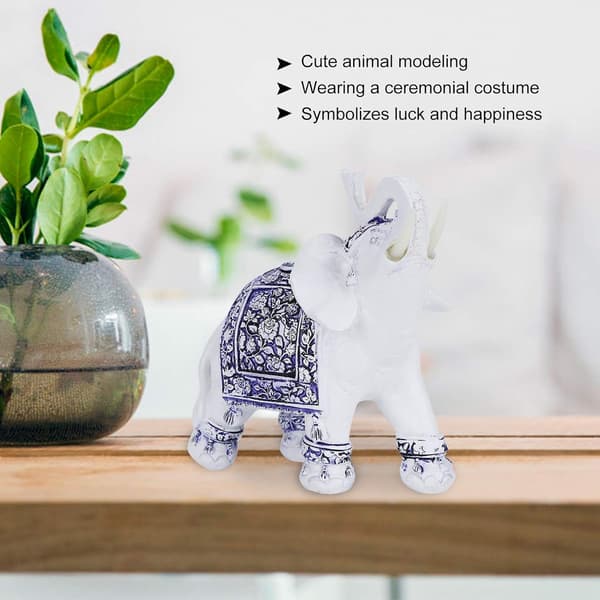 Feng Shui Elefantstatuer, Hvite Elefantfigurer med Hevet