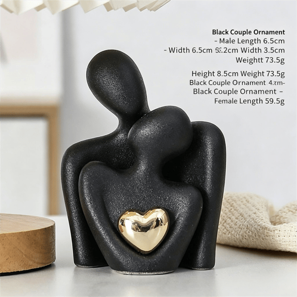 Minimalistisk Par Omfavnende Figur (Sort og Guld) S