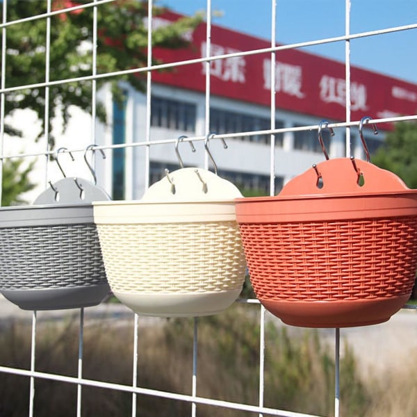 Rattan Blomkruka Vägg Hängande Växtkruka Förvaringskorg för