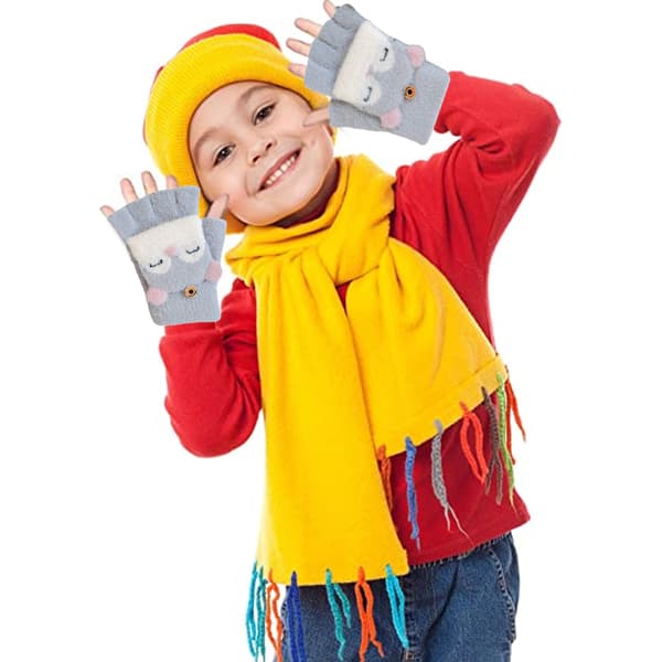 Tegneserie Cabriolet Flip Top Hansker, Småbarn Vinterhansker for Jenter Gutter 3-8 år style 3