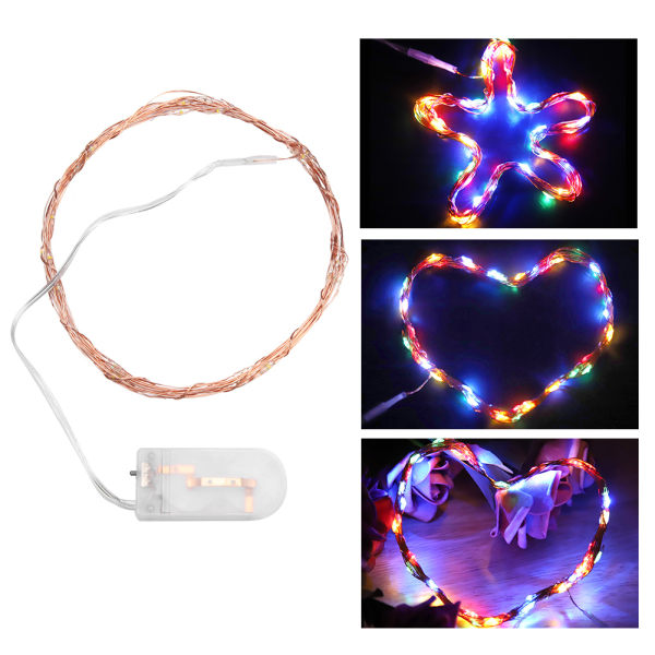 4m 40LEDs Koppartråd Batteridriven Slinga Fe Lampa X-mas Bröllopslampa DIY (Färgglad)