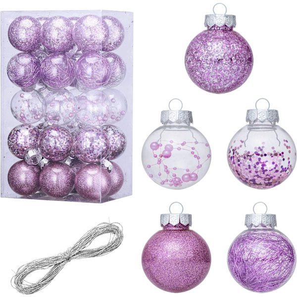 30Pcs Christmas Ball Ornament for Xmas Tree, Shatterproof Clear